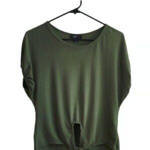Love Olive Tie Front Boho Anthro Short Sle Blouse Size Med EUC #M-025